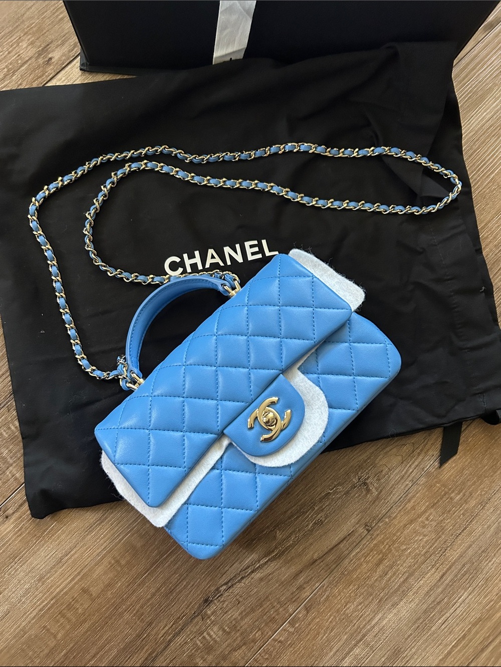 CHANEL Coco Quilted Top Handle Shoulder Bag in Blue brand new! Limited edition